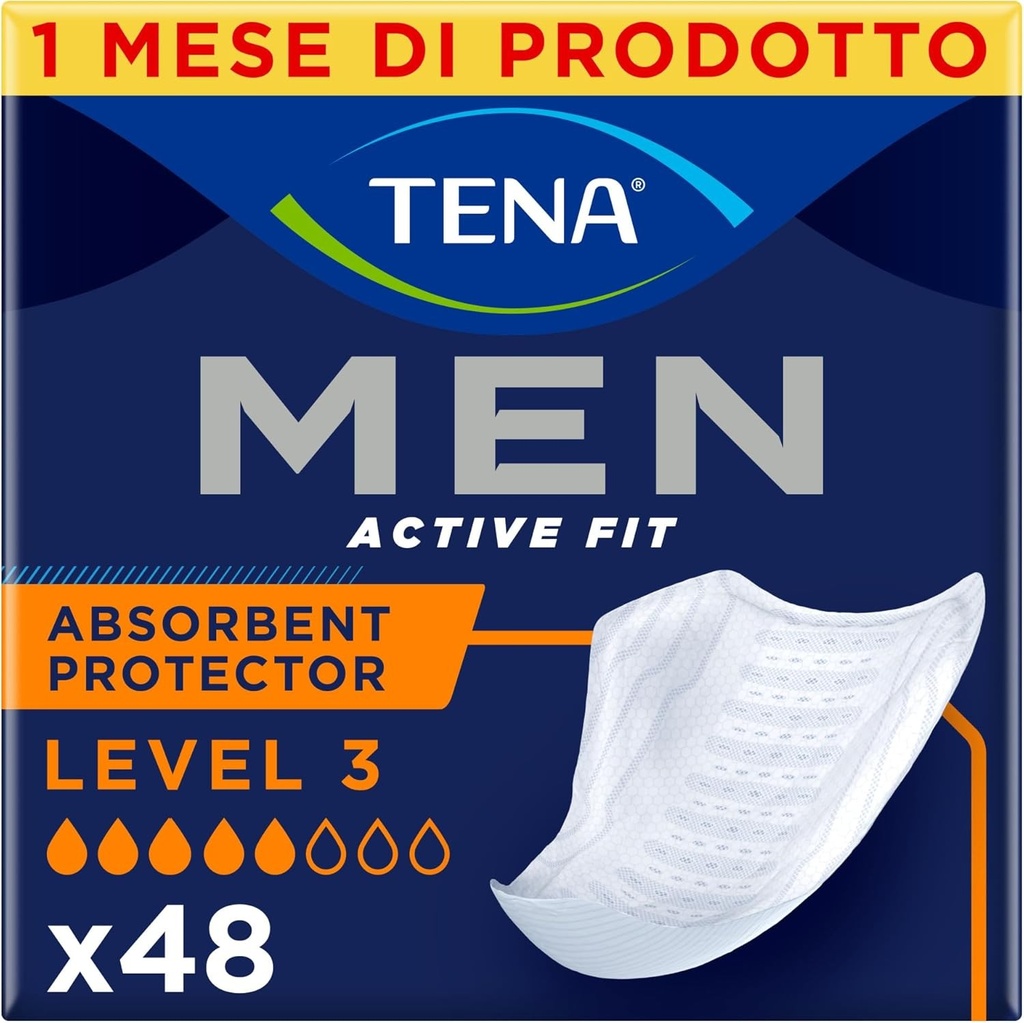 Absorbante TENA Men Nivel 3 pentru incontinenta masculina - pentru scurgeri urinare moderate - 48 de absorbante (pachet pentru 1 luna)
