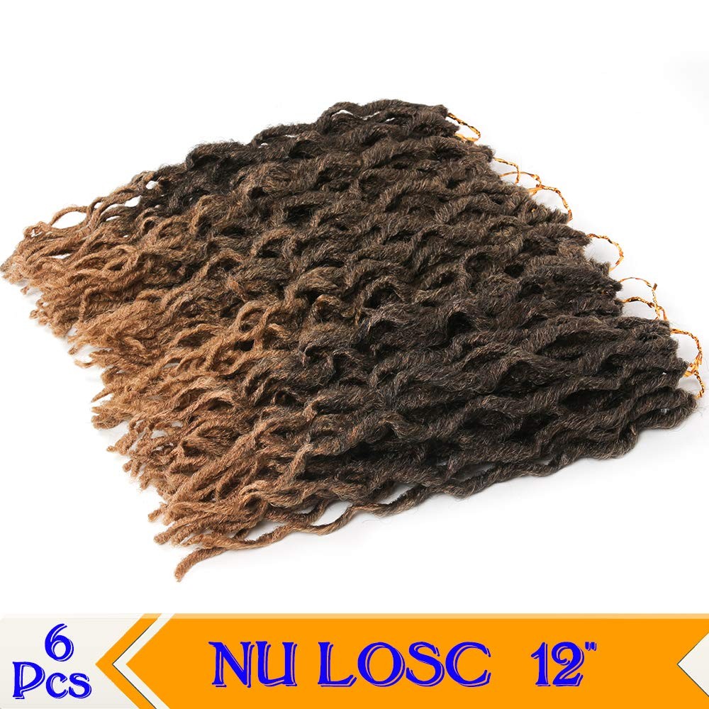 6 pachete de par sintetic, 30,5 cm, ondulat, crosetat, par sintetic, Nu-Locs scurte, par crosetat, dreaduri, zeita, locs, par crosetat, 20 radacini/pachet, #T1B/27