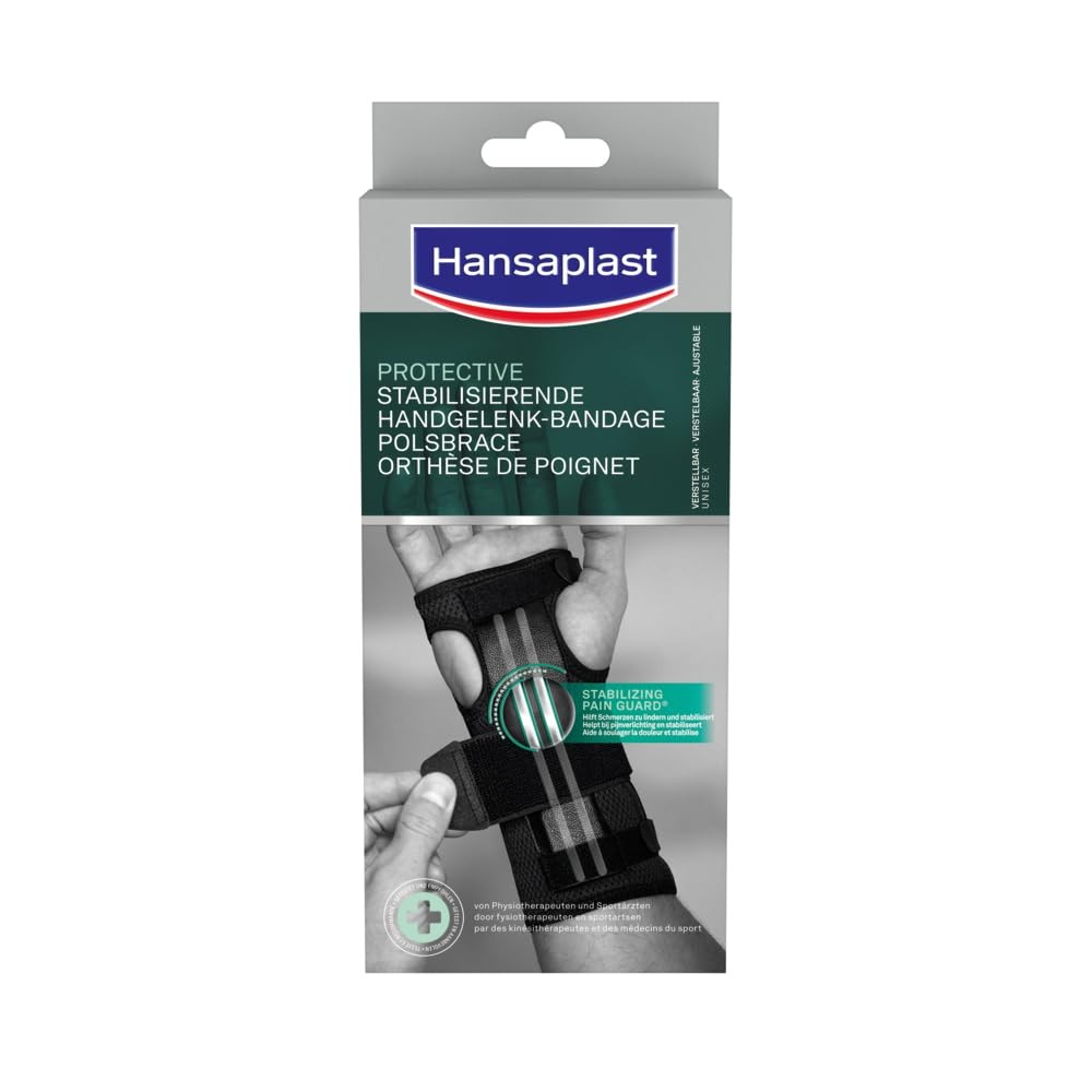 Bandaj stabilizator pentru incheietura mainii Hansaplast, suport pentru incheietura mainii, sustine si relaxeaza articulatia, suportul pentru incheietura mainii promoveaza regenerarea, unisex