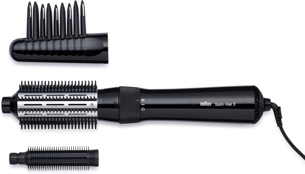 Perie de par cu aer cald Braun Satin Hair 3 Airstyler AS330 cu 3 accesorii de styling, 400W