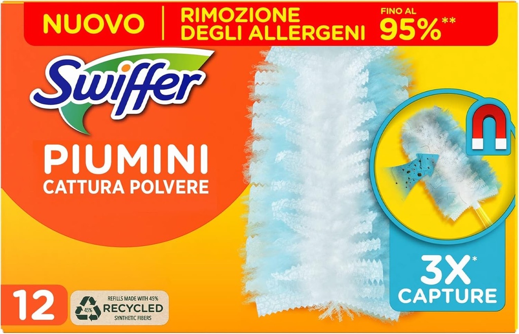 Captoare de praf Swiffer Duster, 12 captoare, capteaza si retine praful si murdaria, ajunge in cele mai dificile zone ale casei, cu pana la 95% mai putini alergeni