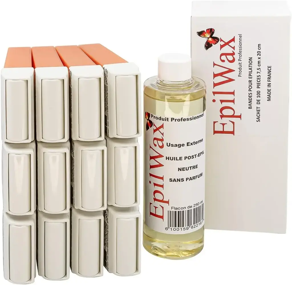 EpilWax - Pachet de 12 roll-on-uri cu ceara si ulei de argan + 100 benzi de epilare + ulei post-epilare - Picioare, axile, corp - Usor de aplicat si indepartat