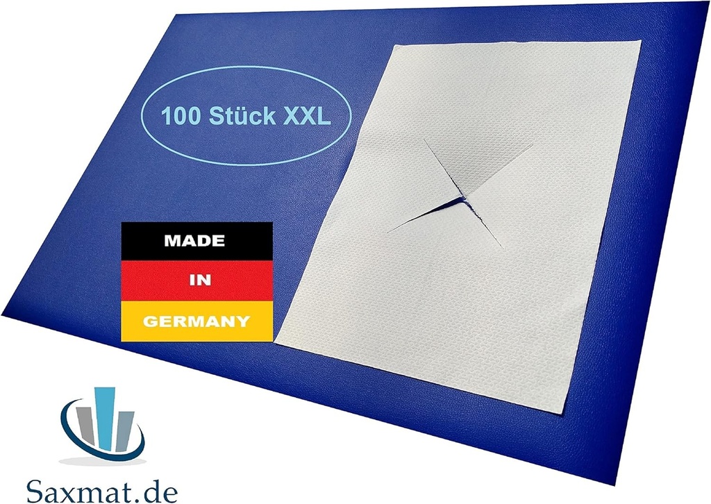 Saxmat.de Servetele/aparatori pentru fata XXL pentru fante nazale: 100 bucati 40 x 30 cm, fabricate din celuloza premium depusa prin aer, pentru mese de masaj.