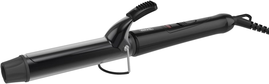 Ondulator Wahl, Instrument de coafat parul, Ondulator, Bigudiuri ceramice pentru bucle stralucitoare, Ondulator cu fir, Cablu rotativ, Incalzire rapida, Varf rece la atingere, Clema cilindrica, 32 mm, Negru