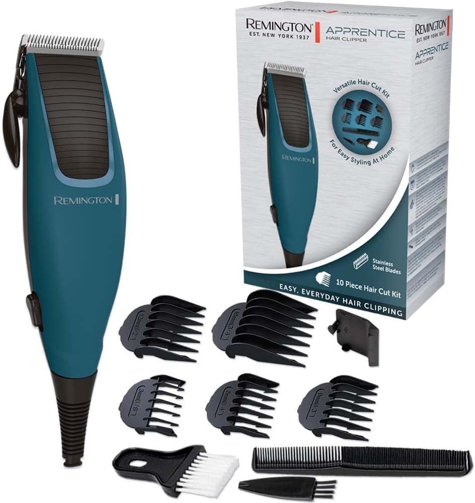 Masina de tuns Remington [Ideala pentru incepatori] Ucenic (Lame din otel inoxidabil cu auto-ascutire, 5 piepteni ghid 3-18 mm, 1 pieptene de tuns, 1 perie pentru gat, 1 perie de curatare) Masina de tuns HC5020