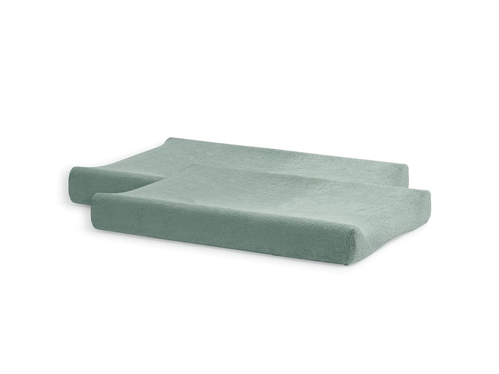 Husa pentru saltea de schimbat copii Jollein din panza terry, 2 bucati, 50 cm lungime x 70 cm latime, verde cenusiu