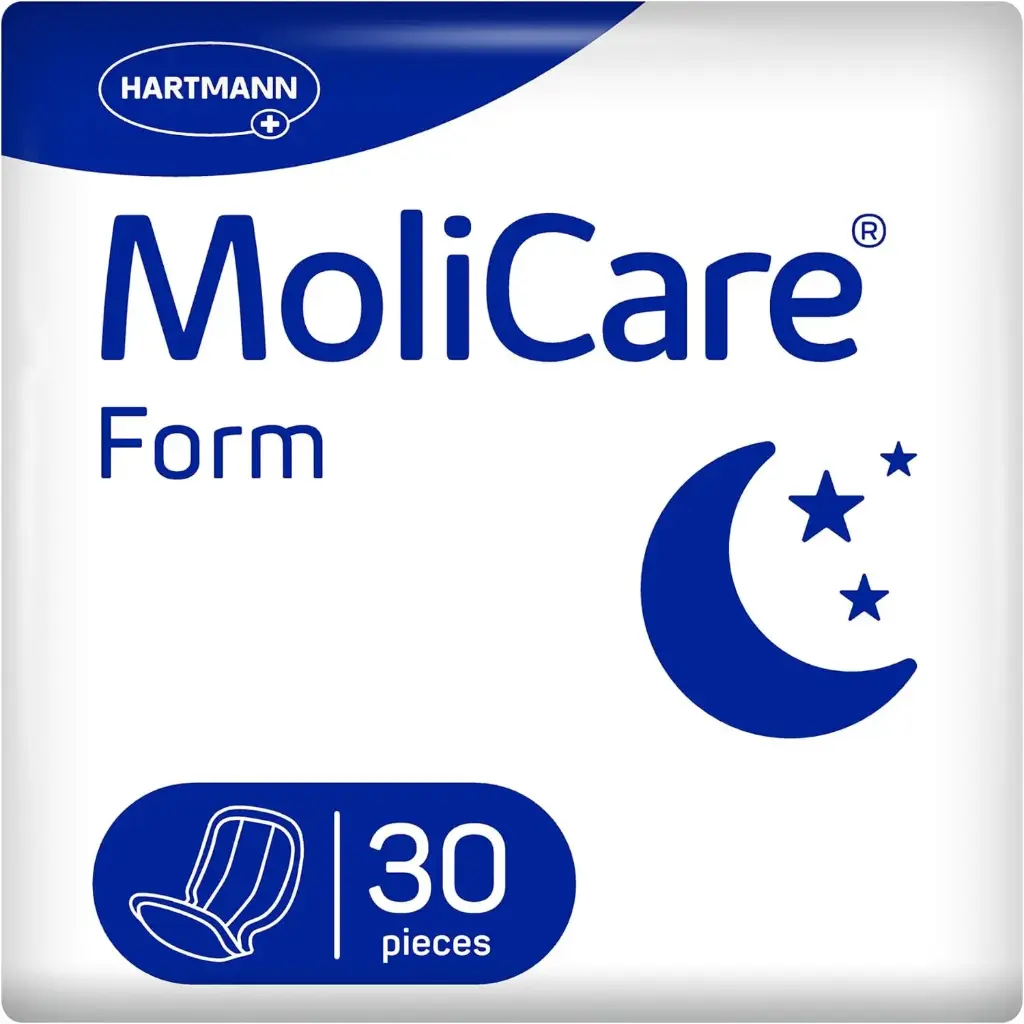 MoliCare® Form Night - Absorbante mari pentru incontinenta nocturna moderata pana la severa, pentru femei si barbati | fiabile, absorbante si discrete | 30 de bucati