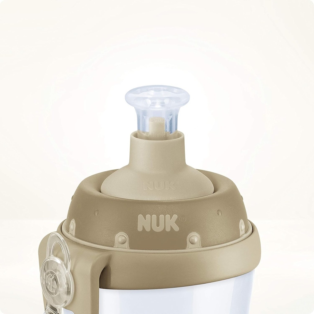 Cana sport NUK Disney pentru copii | De la 24 de luni | Cioc etans cu buton | Clema si capac de protectie | Fara BPA | 450 ml | Mickey Mouse (gri)