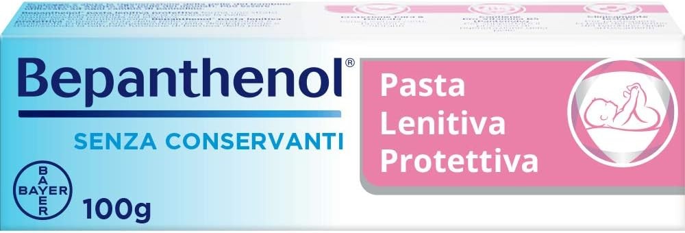 Pasta calmanta pentru bebelusi cu Bepanthenol Protective, pasta pentru schimbarea scutecului cu pantenol care hidrateaza si regenereaza pielea, crema pentru bebelusi pentru iritatii cauzate de scutec, fara conservanti, parfumuri si coloranti 100 g