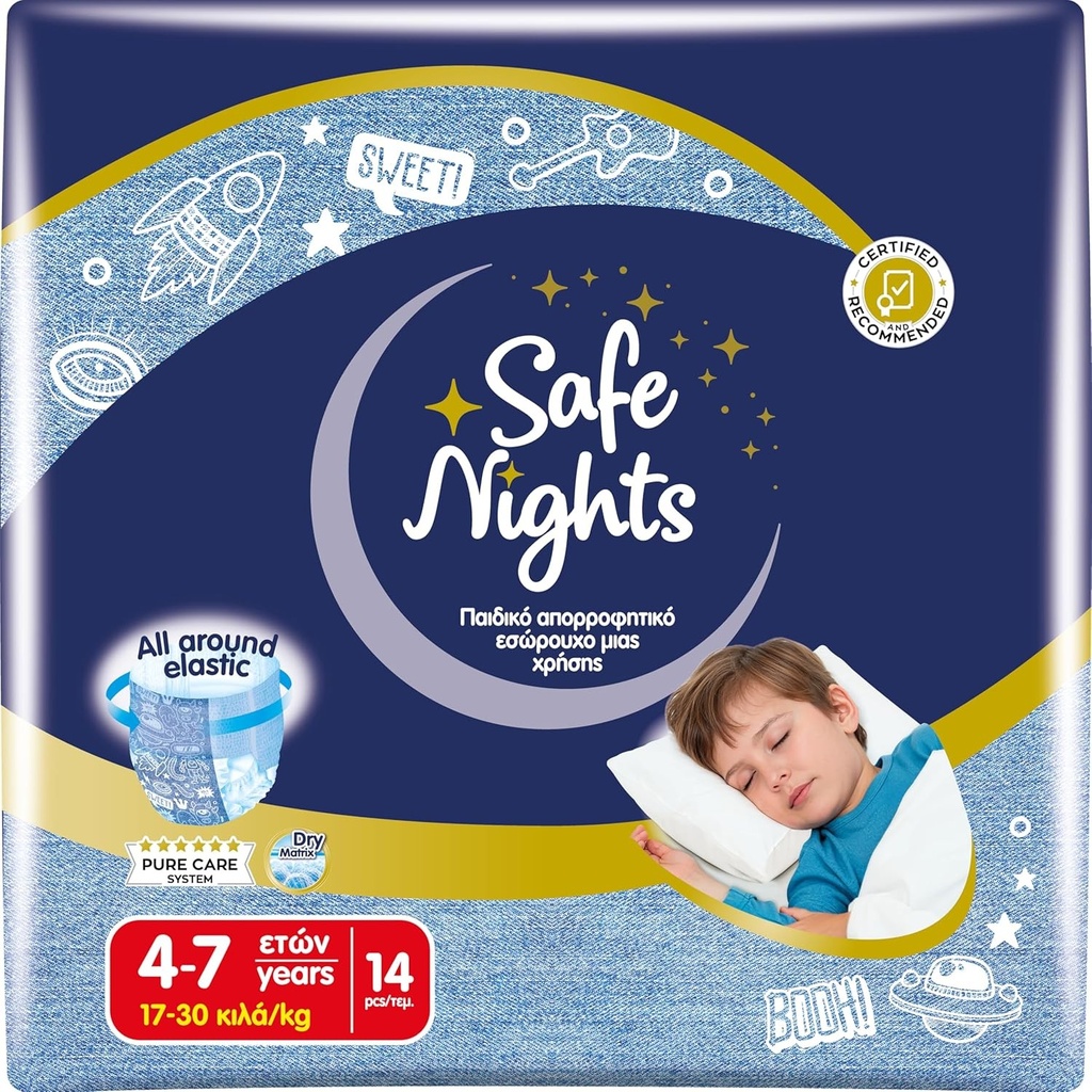 Babylino Safe Nights Boy, chiloti absorbanti de noapte pentru copii 4-10 ani (20-35 kg), 14 bucati