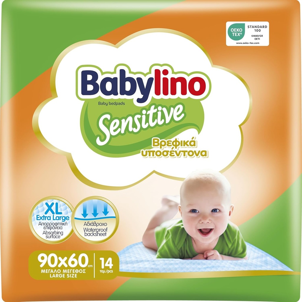 Saltece de schimbat Babylino Sensitive 90x60cm, saltece de pat extra absorbante, 14 bucati