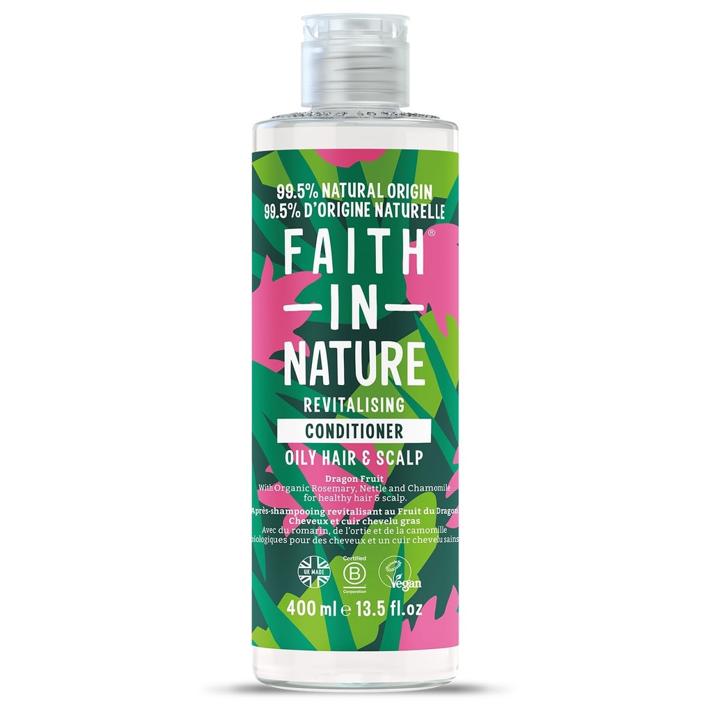 Balsam natural cu pitaya Faith in Nature, revitalizant, vegan si fara cruzime, fara SLS si parabeni, pentru toate tipurile de par, 400 ml