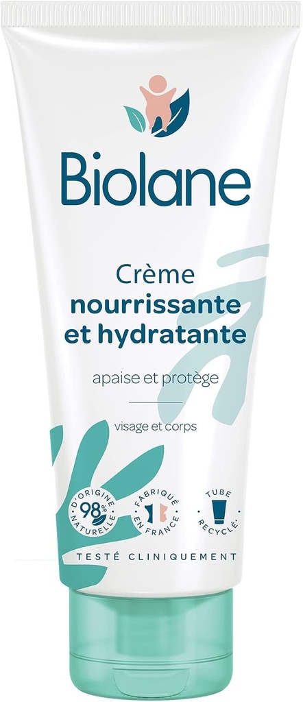BIOLANE – Crema nutritiva si hidratanta – Bebelusi – Ambalaj nou – Fata si corp – Calmeaza si protejeaza pielea – Origine 98% naturala – 100 ml – Fabricat in Franta