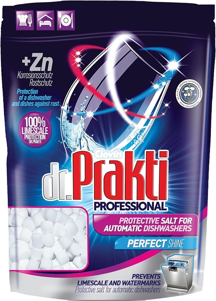 Sare de curatare Dr.Prakti Professional pentru masina de spalat vase, 1,5 kg