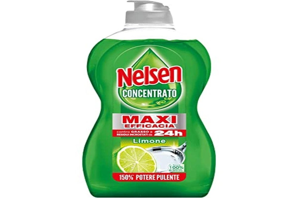 Detergent lichid de vase Nelsen pentru vase si vase spalate manual, concentrat puternic de lamaie, cu actiune anti-grasime, 450 ml