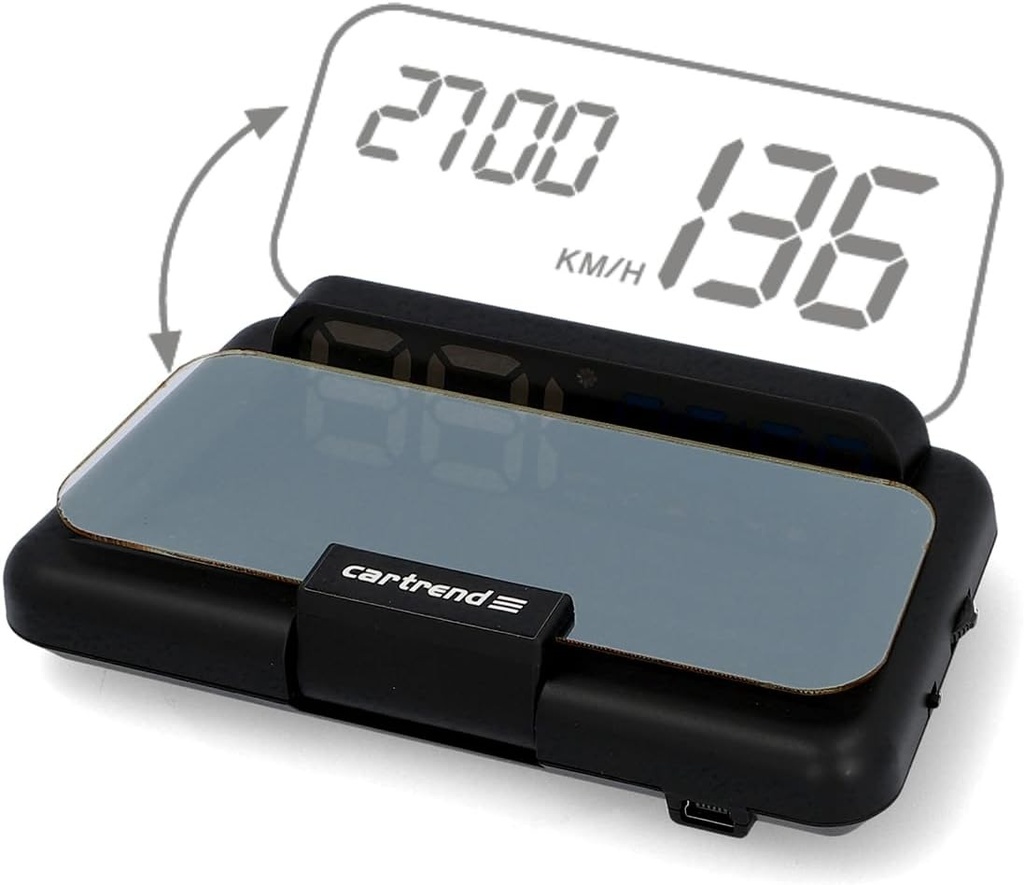 Vitezometru auto Cartrend Head-Up OBD2 si HUD Display, turometru, indicator temperatura apa, RPM motor, cea mai buna valoare, 12V