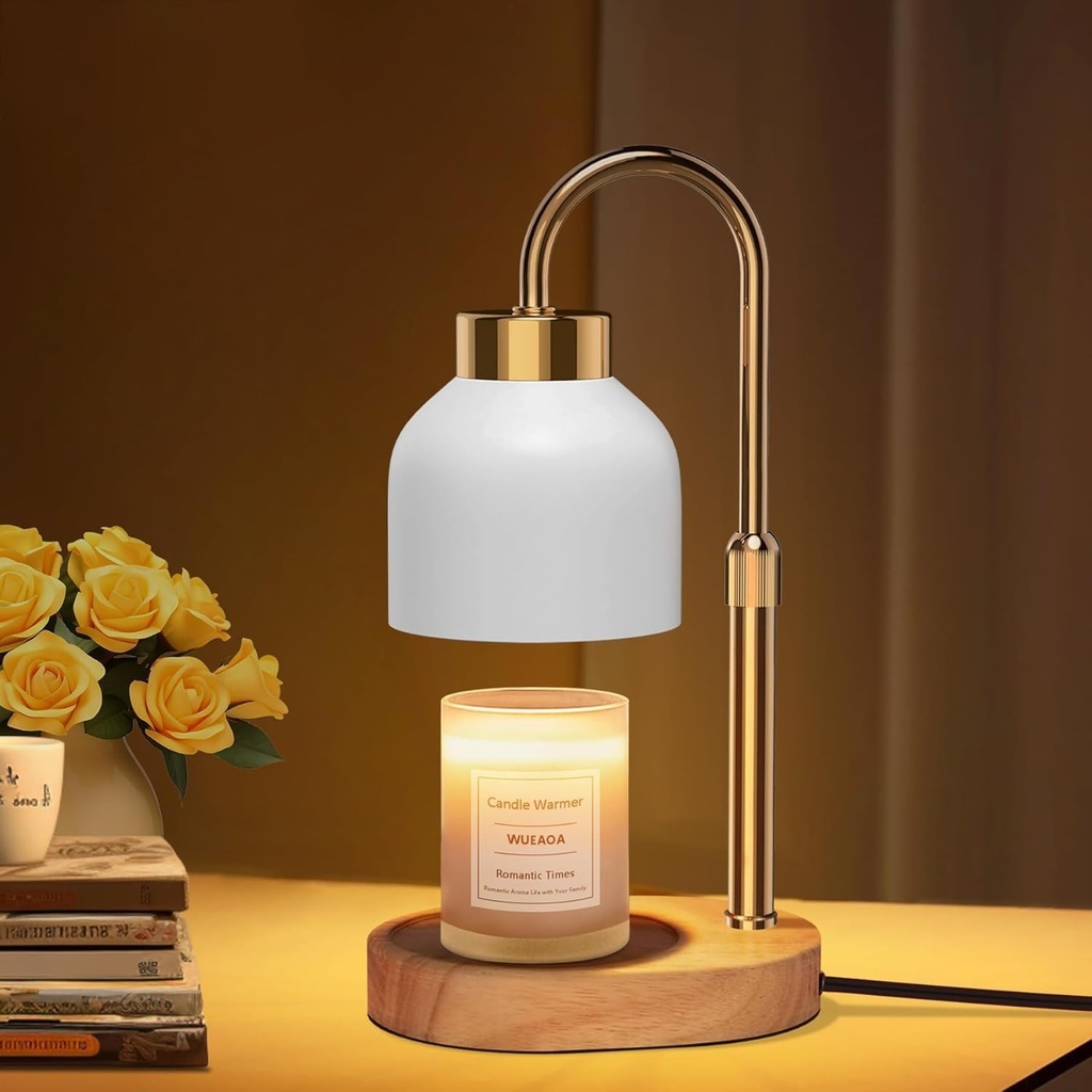 WUEAOA Lampa incalzitoare pentru lumanari, Lampa de parfum cu temporizator si variator de intensitate, Lampa electrica de parfum Decor pentru casa, Alb