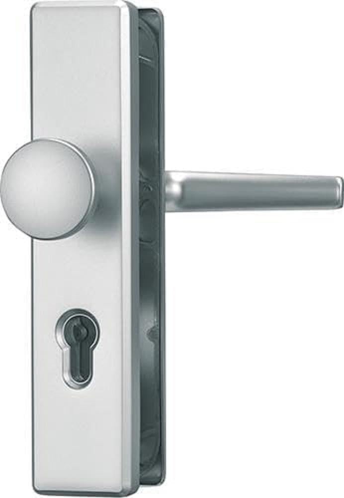 Feronerie usa ABUS KLS114 - pentru usi de apartament cu o distanta de 72 mm intre centre - maner interior, buton exterior - pentru usi cu deschidere la stanga si la dreapta - aprobat VdS - F1 (aluminiu natural)