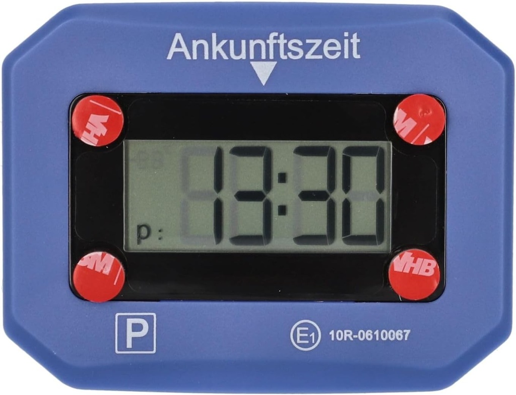 Ceas digital de parcare cartrend pentru masini, disc electronic de parcare cu aprobare KBA, timp de sosire automat, cu afisaj, fiabil, inclusiv baterie si tampoane adezive 3M