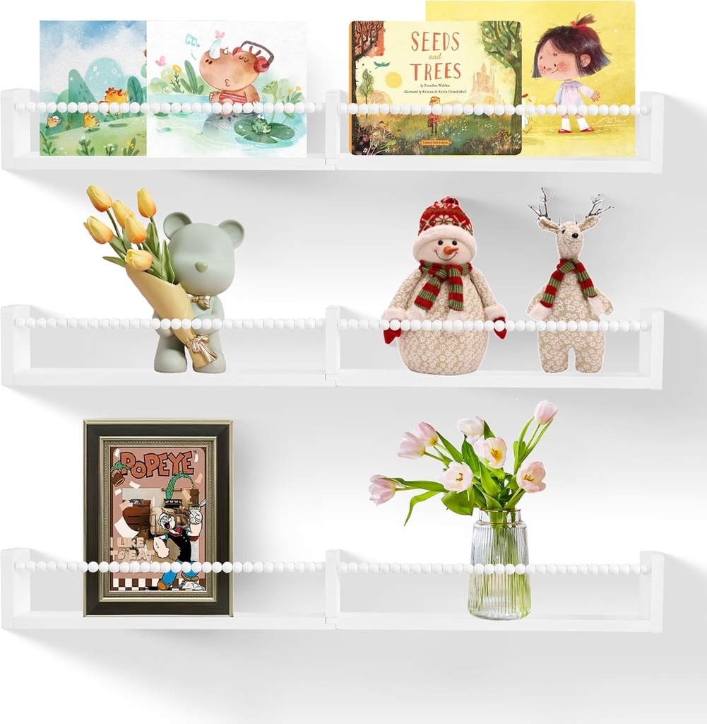 Rafturi mici de perete, rafturi plutitoare trapezoidale intr-un set de 2, mini rafturi din lemn pentru plante, decoratiuni moderne pentru afisare si depozitare in living, dormitor, bucatarie, decoratiuni de birou (alb)