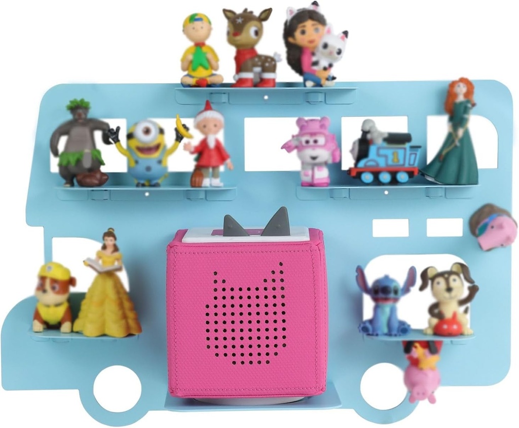 Raft magnetic Raweao pentru figurine Tonie Toniebox, raft metalic pentru 30 de figurine Tonie, raft de perete pentru Toniebox, raft pentru Toniebox pentru decorarea camerei copiilor