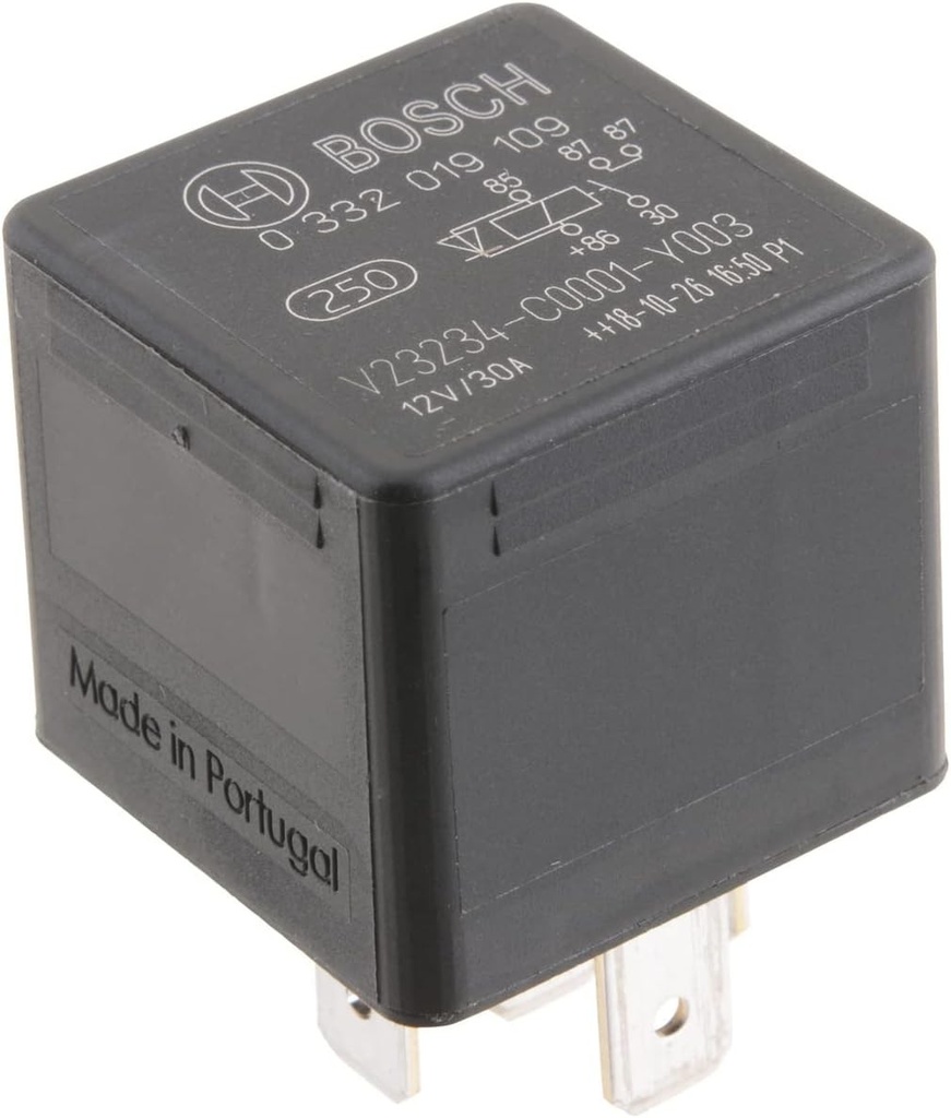 Releu mini Bosch 0332019109 12V 30A, 5 terminale, IP5K4, rezistenta la temperatura de la -40°C la 100°C