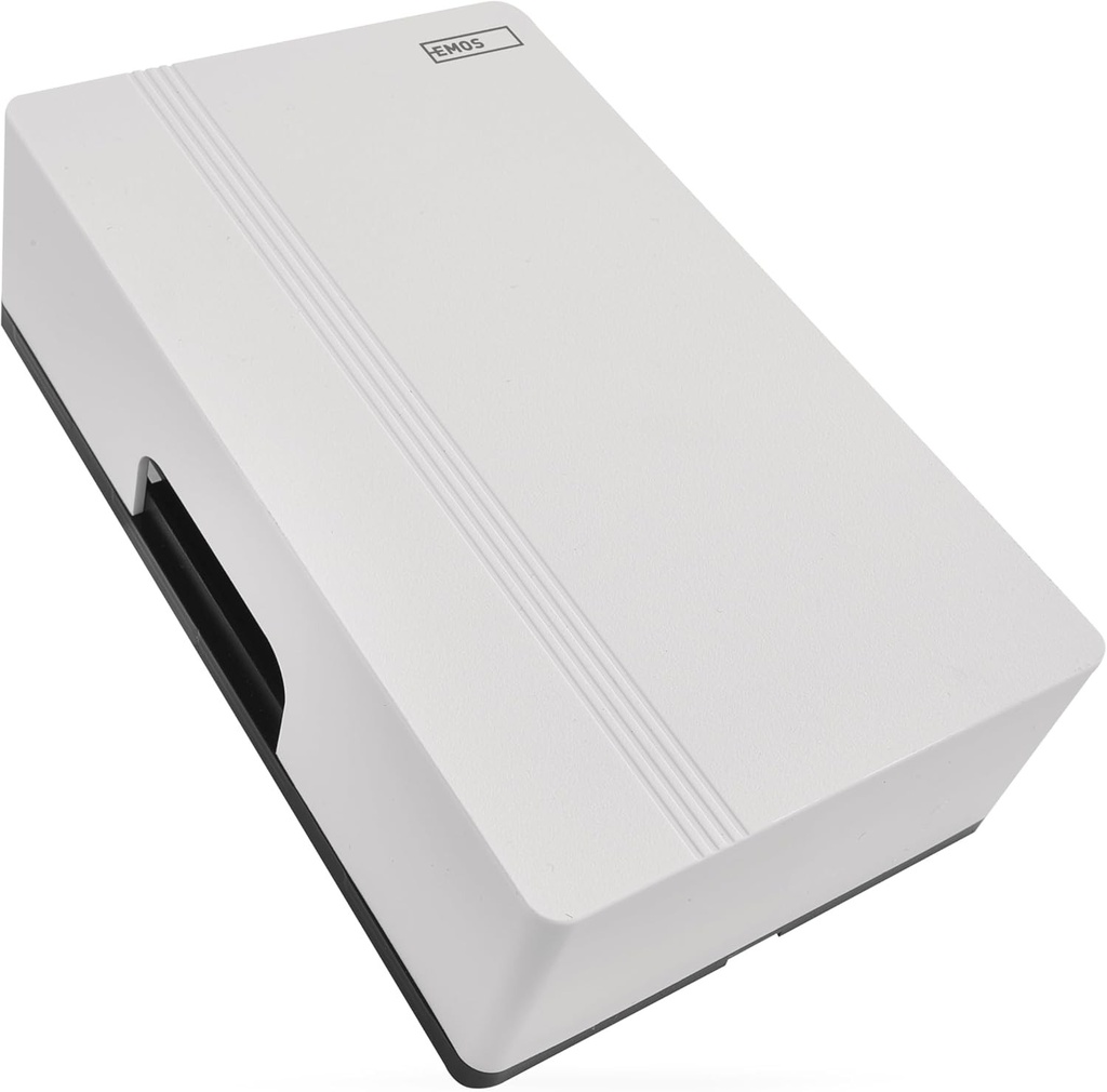 EMOS - Sonerie cu 2 fire si alimentare dubla - Sonerie clasica pentru usa, sonerie alba - 1 melodie (ding-dong), volum 85dB - cu fir, pentru montare pe perete - dreptunghiulara