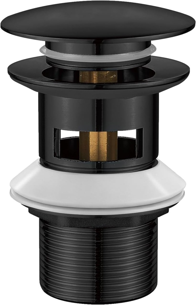 Ibergrif M20502B Dop de scurgere pentru baie tip pop-up Pelvic Brain cu preaplin, placat cu zinc, negru, capac mare, marimea M