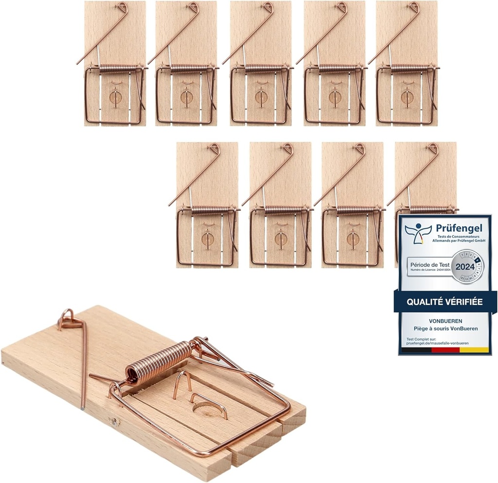 10 x Capcane pentru soareci VonBueren | Fara plastic | Capcane din lemn pentru soareci | Capcana pentru soareci | Fabricata in Germania