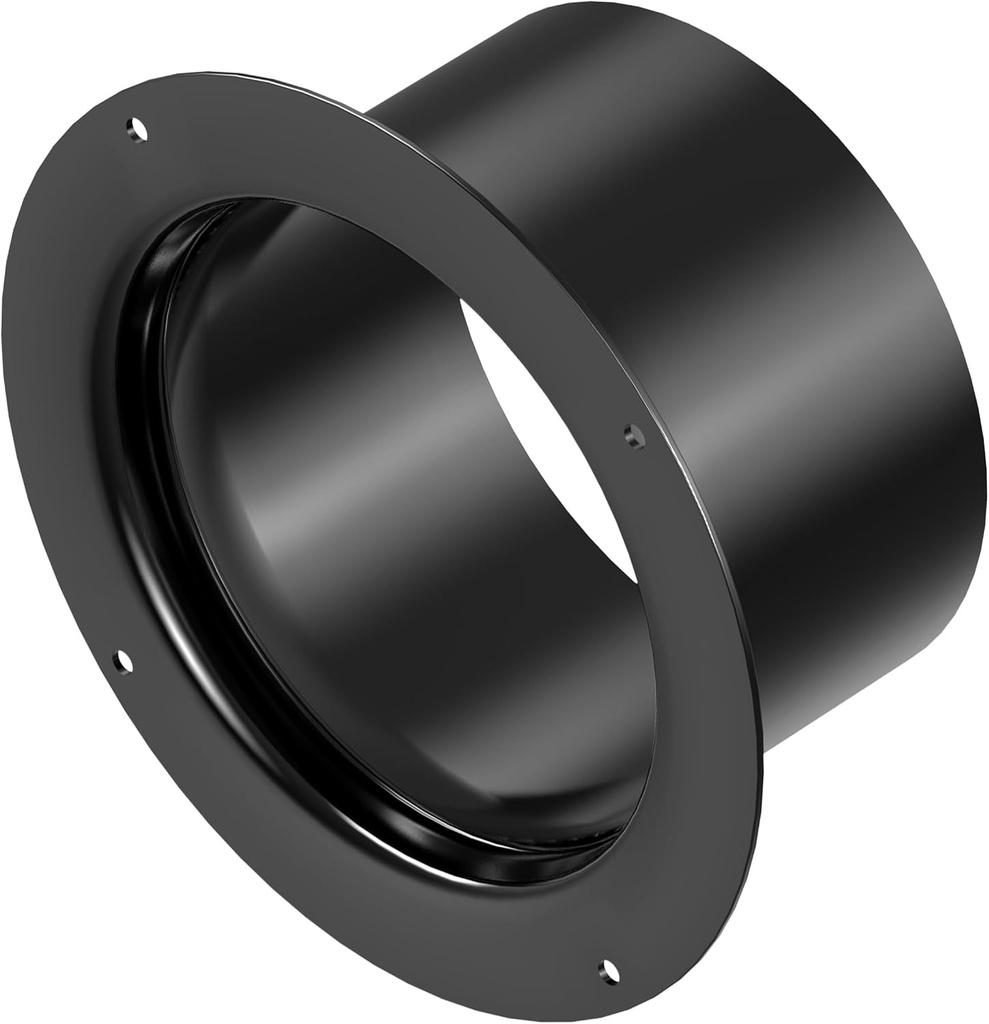 HG Power Conector cu flansa de 100 mm, racord pentru conducta, flansa de perete din plastic, racord drept pentru sisteme de ventilatie, racord pentru conducta de aer, negru