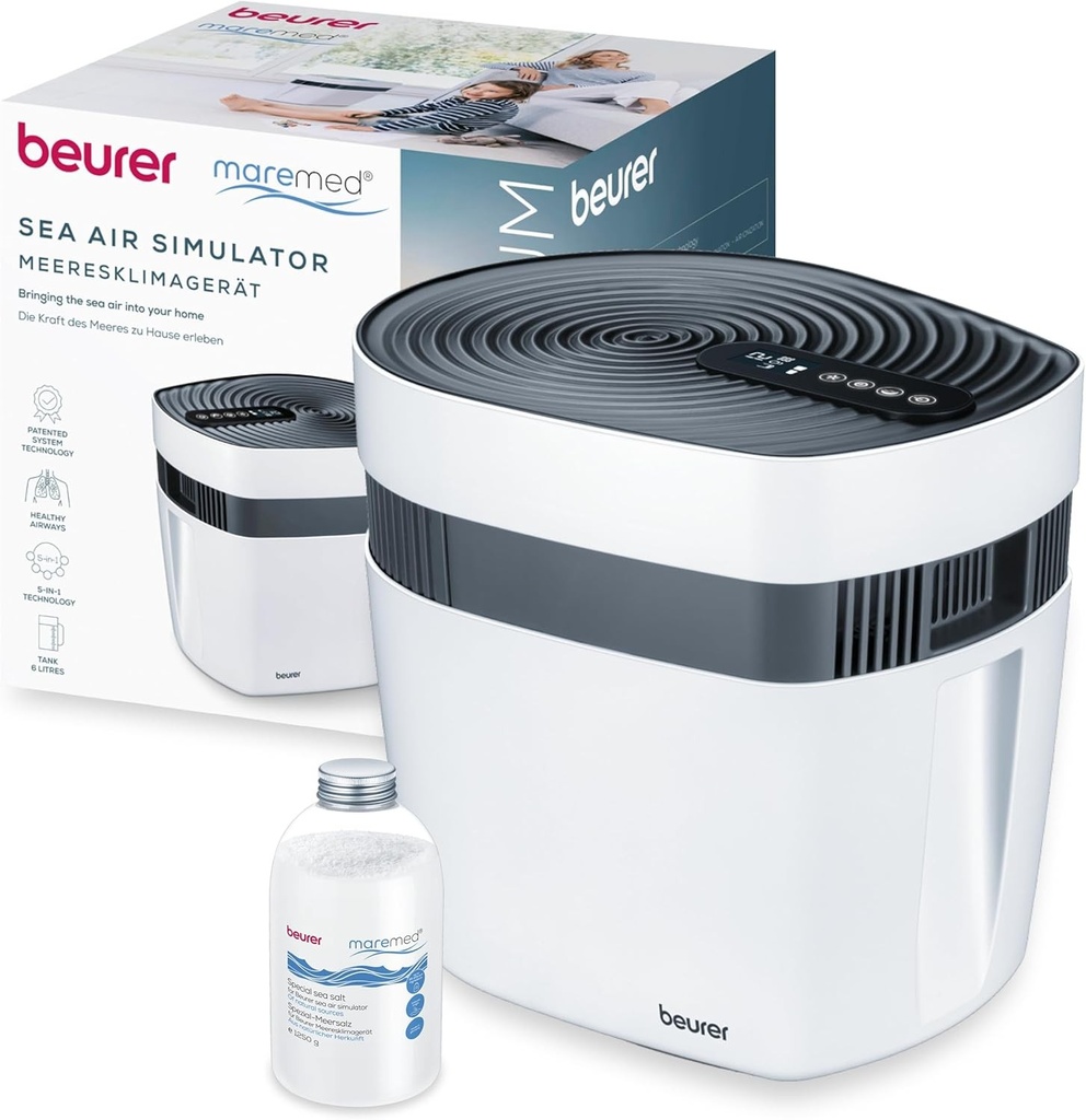 Aparat climatic marin Beurer Maremed MK 500, umidificare si purificare a aerului pentru un climat marin natural, mineralizare cu sare de mare, filtrare a bacteriilor si virusurilor
