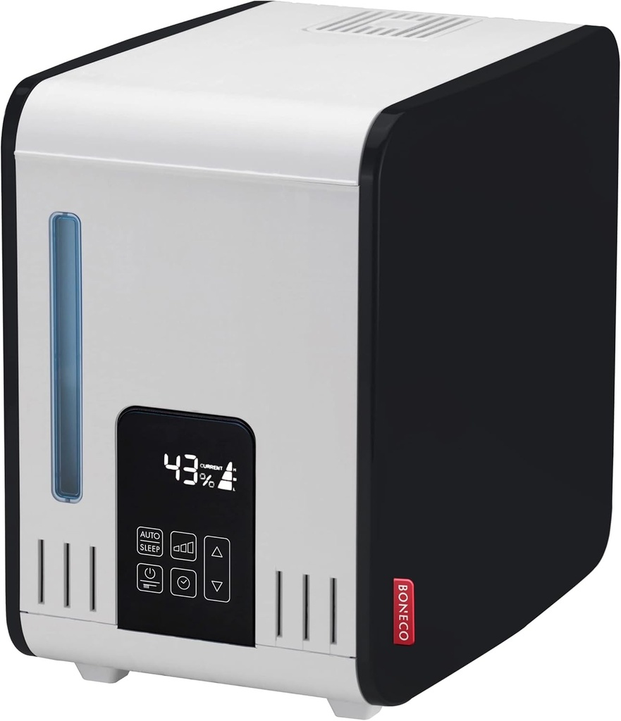 Evaporator BONECO S450 | Umidificator | Rezervor de apa de 7 l | Camere de pana la 100 m² | Functie de aroma | Control tactil | Mod AUTO si temporizator | Mod CURATARE | Ceata calda | Higrostat programabil (alb)