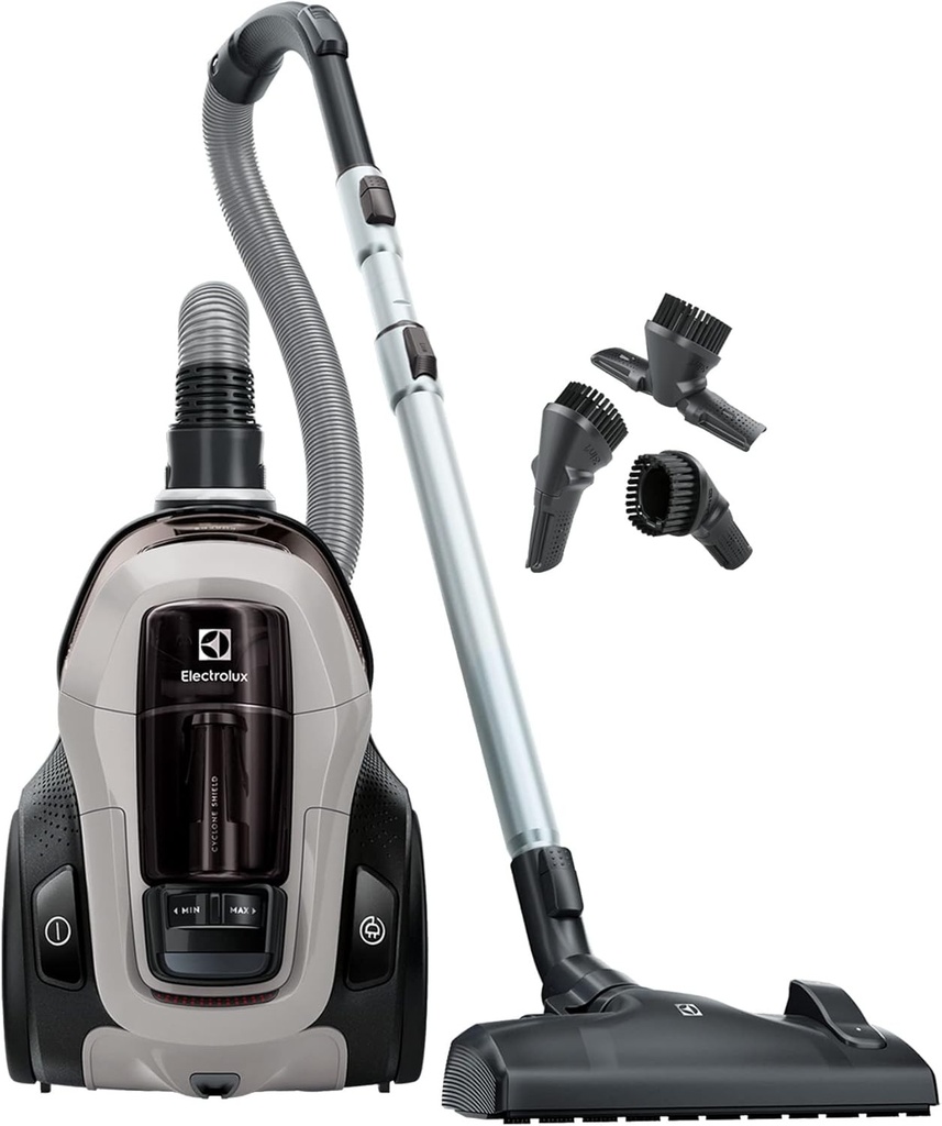 Electrolux Pure C9, Aspirator cilindric fara sac, Aspirare puternica, Filtrare in 7 etape, Maner flexibil cu control al fluxului de aer, Accesorii 3 in 1 cu clipsare, PC91-4MG, Gri