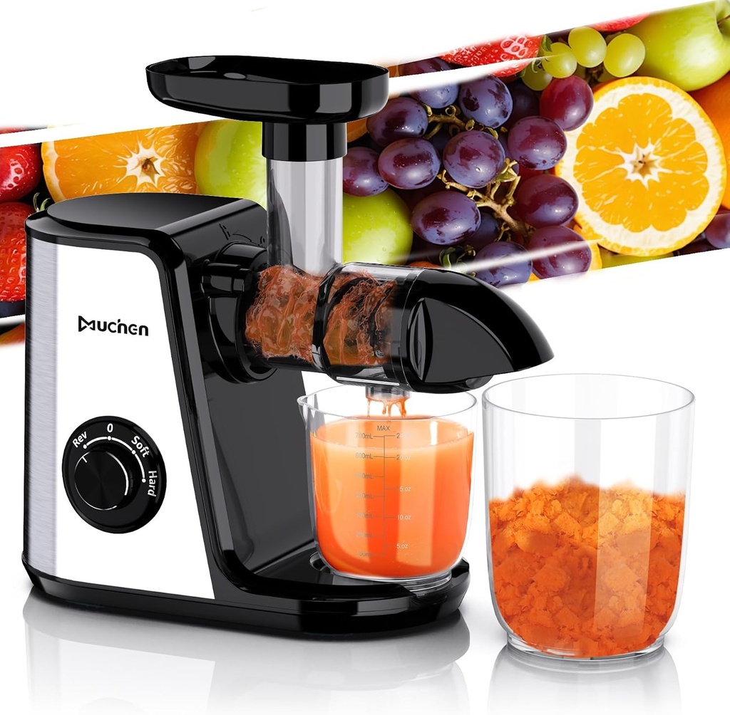 Storcator Muchen electric lent pentru legume si fructe 250 W, lavabil in masina de spalat vase, fara BPA, negru