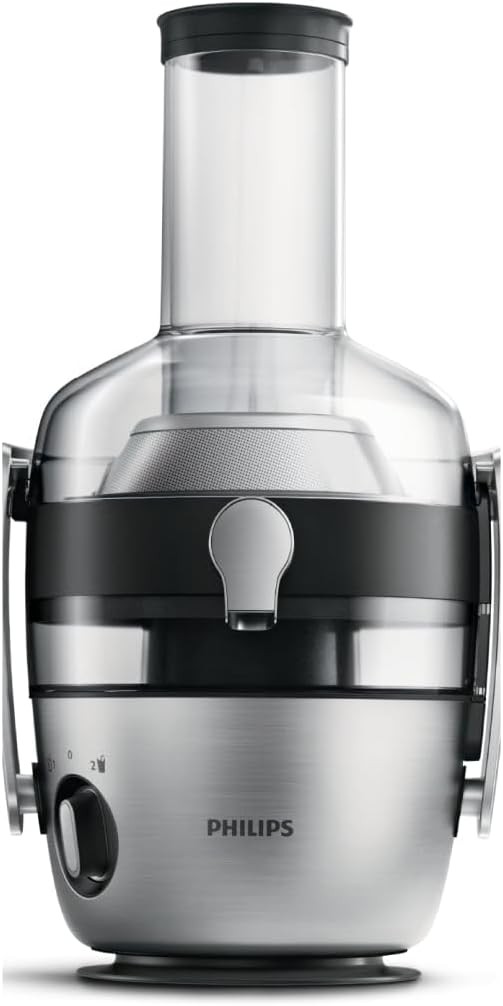 Storcator Philips seria 3000 – jgheab de alimentare XXL, tehnologie FibreBoost, QuickClean, capacitate de 2 l, motor puternic de 1100 W pentru suc proaspat si bogat in pulpa (HR1921/20)