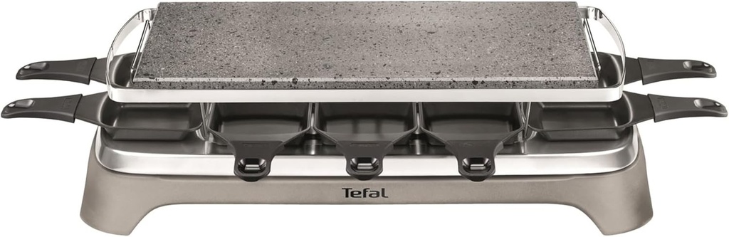 Tefal Pierrade Raclette, 1350 wati, placa de gratar din piatra + 10 tigai antiaderente, inclusiv racleta, cablu detasabil, gri, PR457B