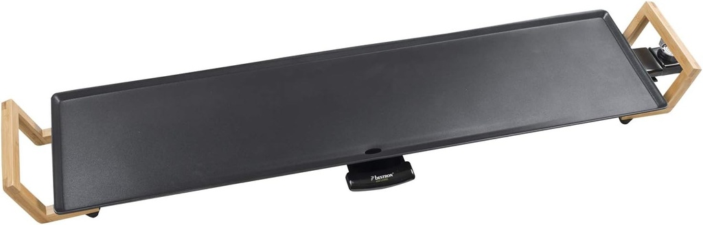 Gratar electric de masa Bestron, placa de gratar teppanyaki XXL in design asiatic, distractie la gratar pentru 8 persoane, suprafata de gratar extra mare, 1.800 W, culoare: negru