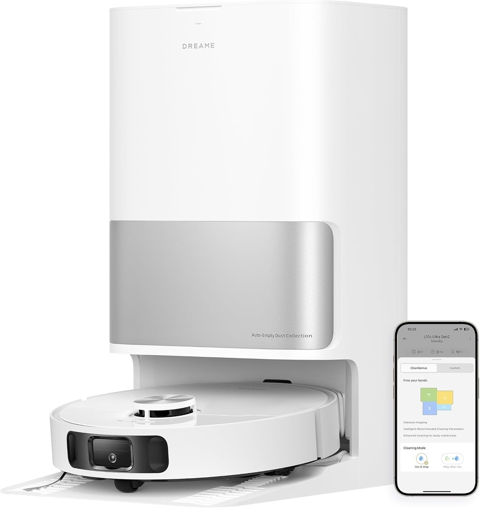 Aspirator robot dreame L10s Ultra Gen 2 cu functie de stergere a solului, tehnologie MopExtend™ RoboSwing, putere de aspirare Vormax™ de 10.000 Pa, mod pentru animale de companie, statie de baza complet automata, curatare versatila a covoarelor