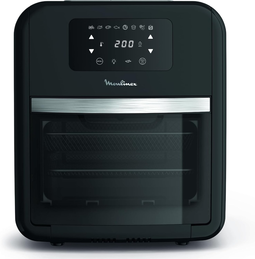 Friteuza cu aer Moulinex Easy Fry, multicooker si cuptor, 15 L, 9 programe, friteuza fara ulei, 3 niveluri de gatire, compacta, extra crocanta, neagra, AL556DF0