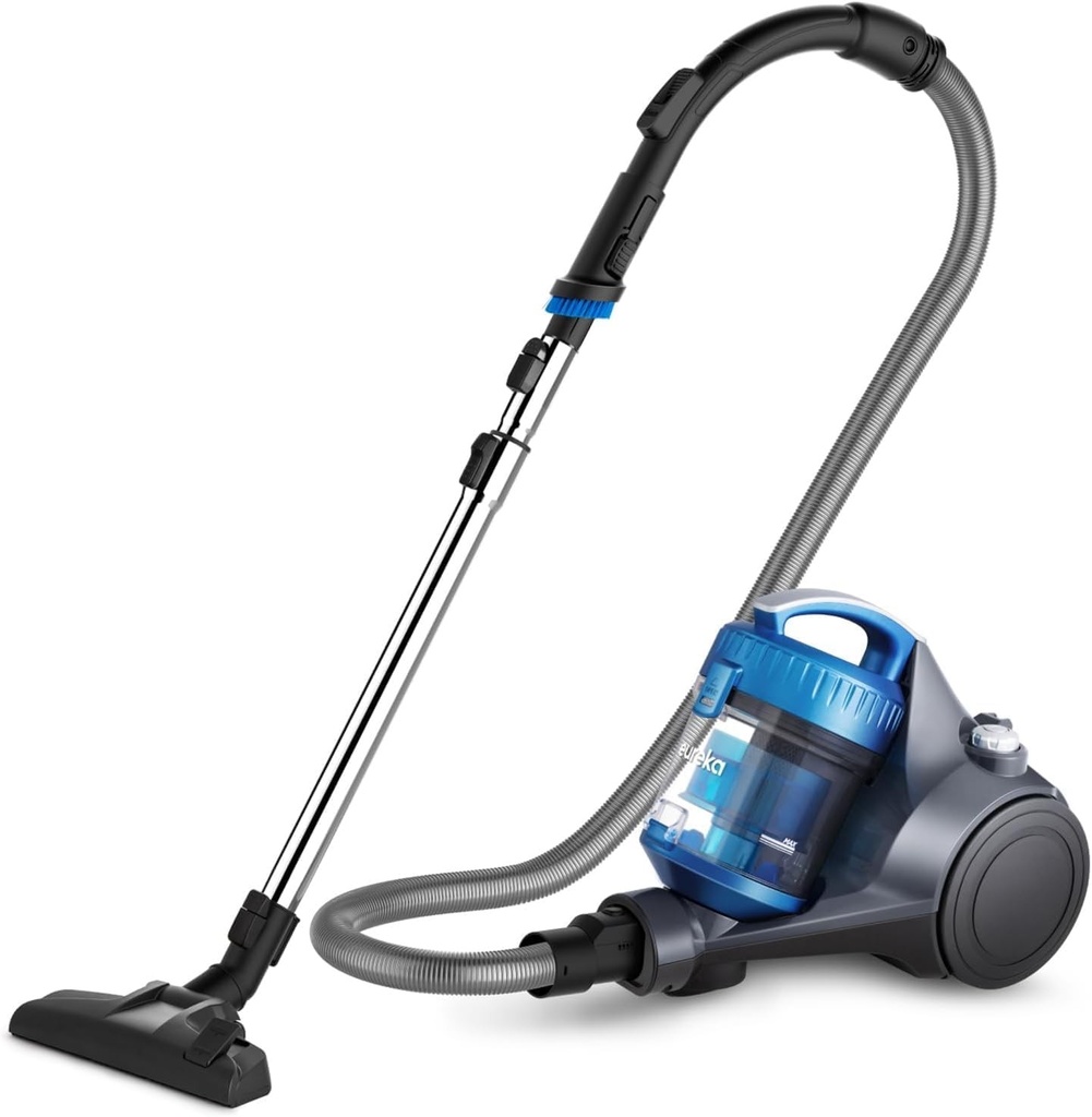 Aspirator fara sac Eureka WhirlWind, puternic, compact si usor, pentru podele dure si covoare, filtru HEPA, raza de functionare de 8 m, 700 W, 1,5 L, albastru