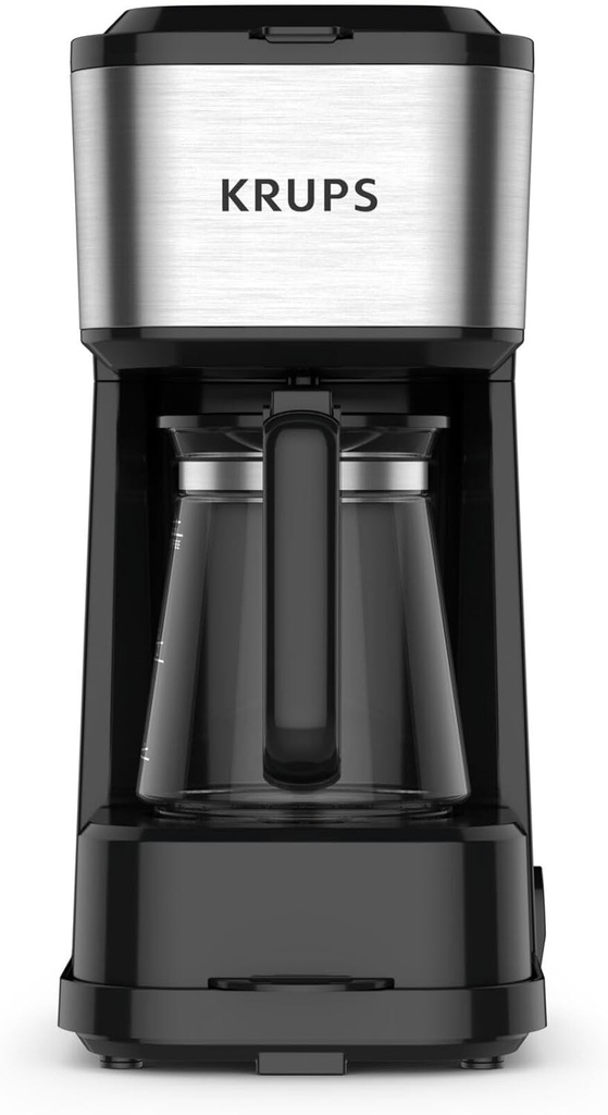 Aparat de cafea cu filtru Krups Simply Brew 3 in 1, 3 optiuni de preparare, cafea Americano, carafa din sticla rezistenta la caldura, cana de calatorie din otel inoxidabil cu pereti dubli, KM207D