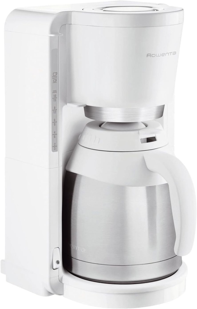 Cafetiera cu filtru Rowenta CT3811 Adagio Milano | Cu carafa termica din otel inoxidabil | 10-15 cesti | Oprire automata | Alb/Otel inoxidabil