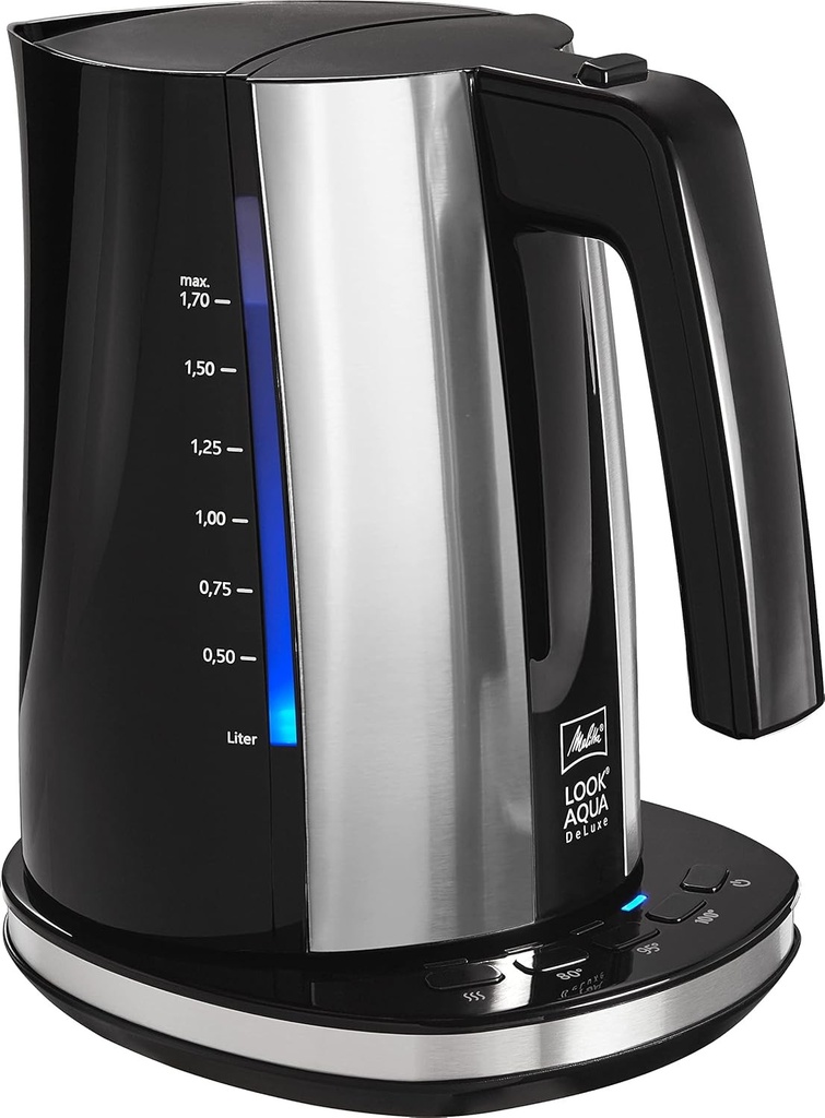 Fierbator - MELITTA - Look Aqua DeLuxe 1026-14 cu setare a temperaturii (80°C, 95°C, 100°C) pentru ceai si mancare pentru bebelusi si functie de mentinere la cald, 1,7 L, 2400 W