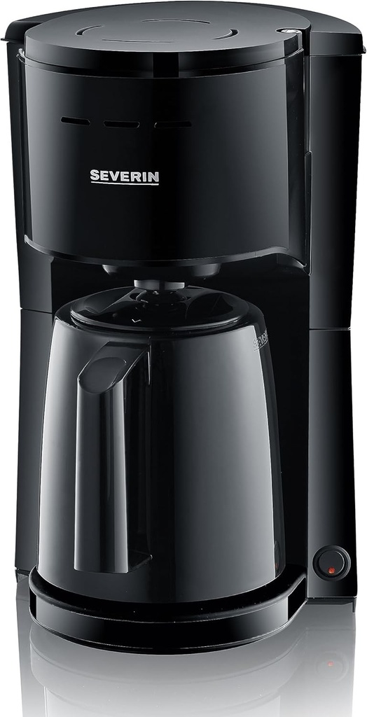 Aparat de cafea cu filtru SEVERIN cu carafa termica, aparat de cafea pentru pana la 8 cesti, aparat de filtru atractiv cu carafa izolata, negru, 1 litru, KA 9306