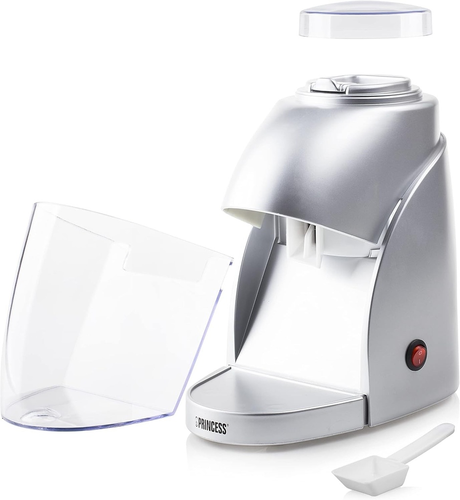 Zdrobitor de gheata electric Princess - zdrobeste 300 g de gheata pe minut (recipient de 600 ml) / cu comutator pornit/oprit, 282984, Argintiu, 1 pachet, 01.282984.01.001