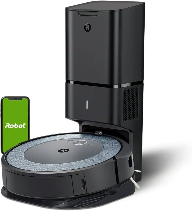 Aspirator robot iRobot Roomba i565240 cu Wi-Fi si cartografiere inteligenta a camerei - curatare camera cu camera cu statie de golire automata - doua perii de cauciuc pentru toate podelele - ideal pentru casele cu animale de companie