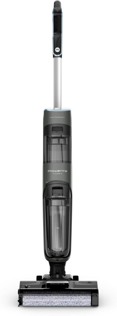 Aspirator vertical fara fir Rowenta X-Clean 4 si mop, aspirare si stergere puternica, inteligent, autonomie de 50 de minute, autocuratare GZ5037WO, negru