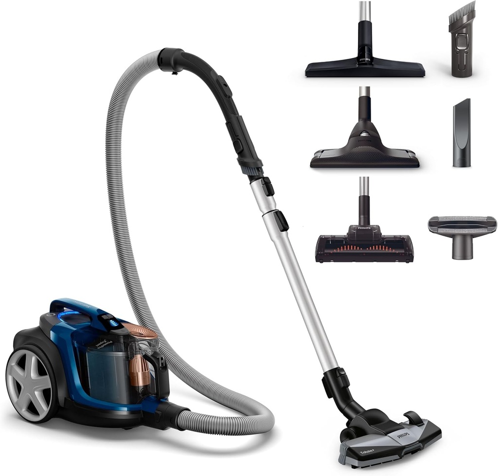 Aspirator fara sac Philips PowerPro Expert – Compact, motor de 900 W, tehnologie PowerCyclone 8 pentru aspirare puternica, curatare pe mai multe suprafete, Allergy Lock, perie Super Turbo (FC9745/09)