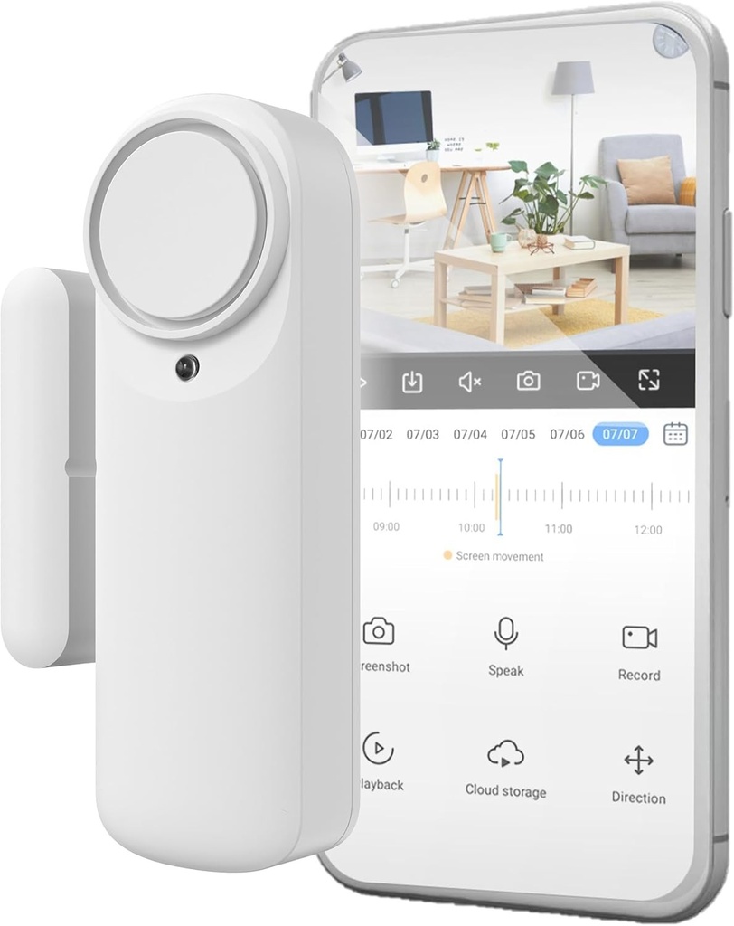 Alarma inteligenta pentru usa Nivian WiFi, senzor magnetic pentru usa, wireless cu aplicatie mobila, notificari in timp real, buton manual, sirena 100dB (unitate)