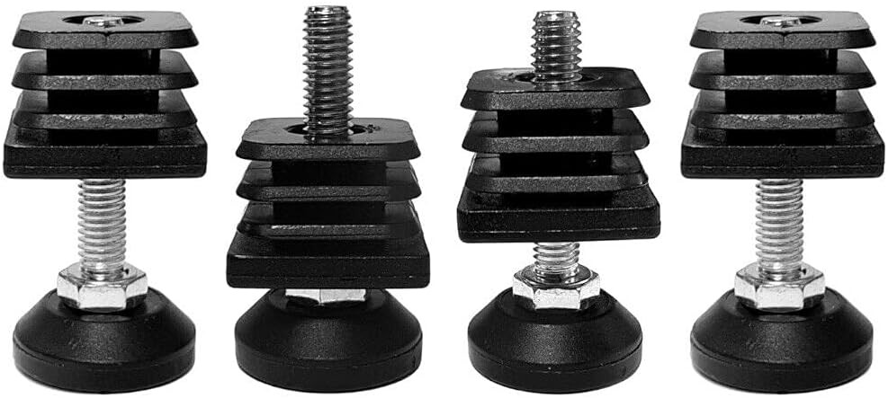 cyclingcolors 4x Picioare reglabile din plastic, capace patrate pentru scaune, mobilier, negru, patrat, 20 mm x 20 mm